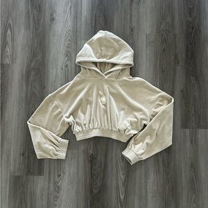 PLAYBOY Tan Cropped Hoodie